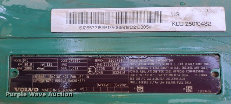 image for item DR8143 2021 Volvo ECR145EL  excavator