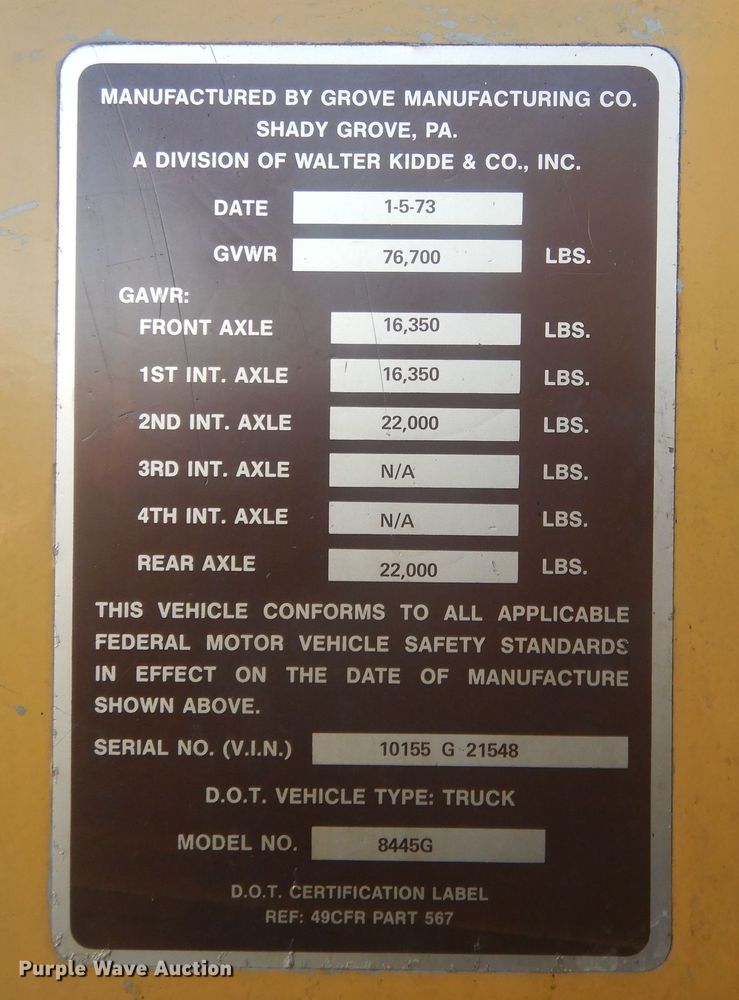 image for item HQ9543 1973 Grove TM375  crane