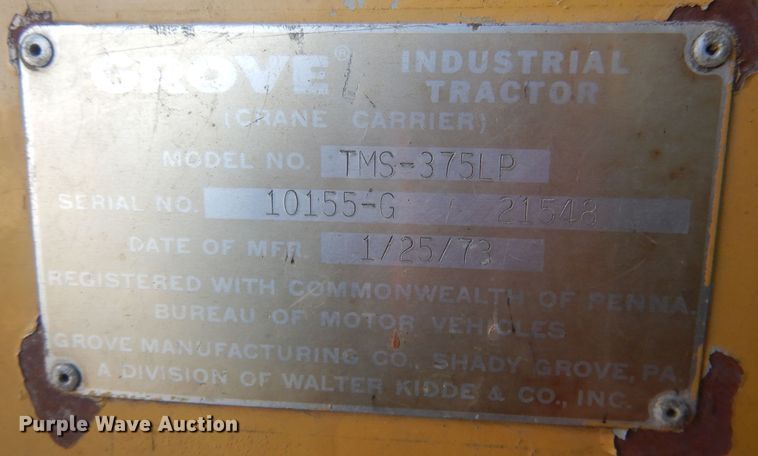 image for item HQ9543 1973 Grove TM375  crane