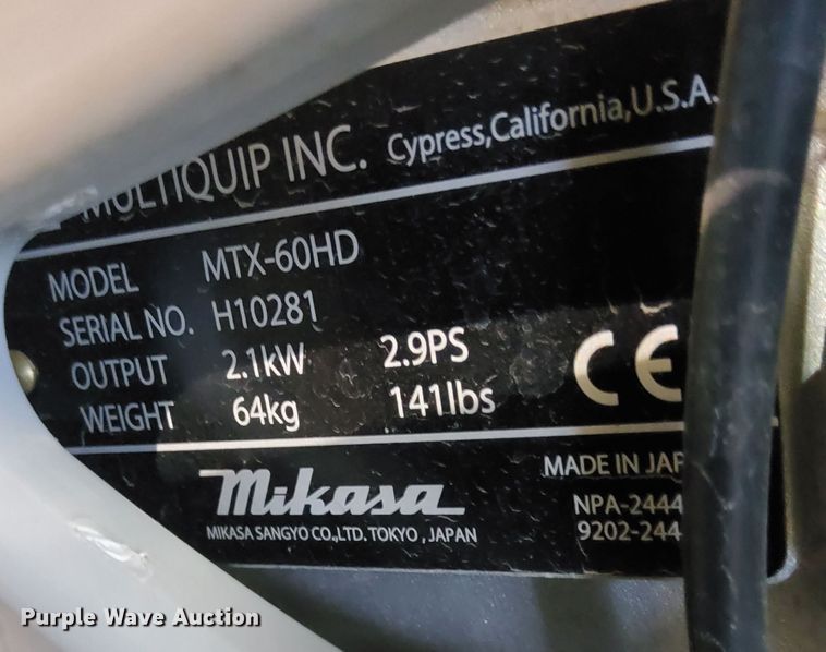 image for item HQ9581 Mikasa MTX-60HD  plate compactor