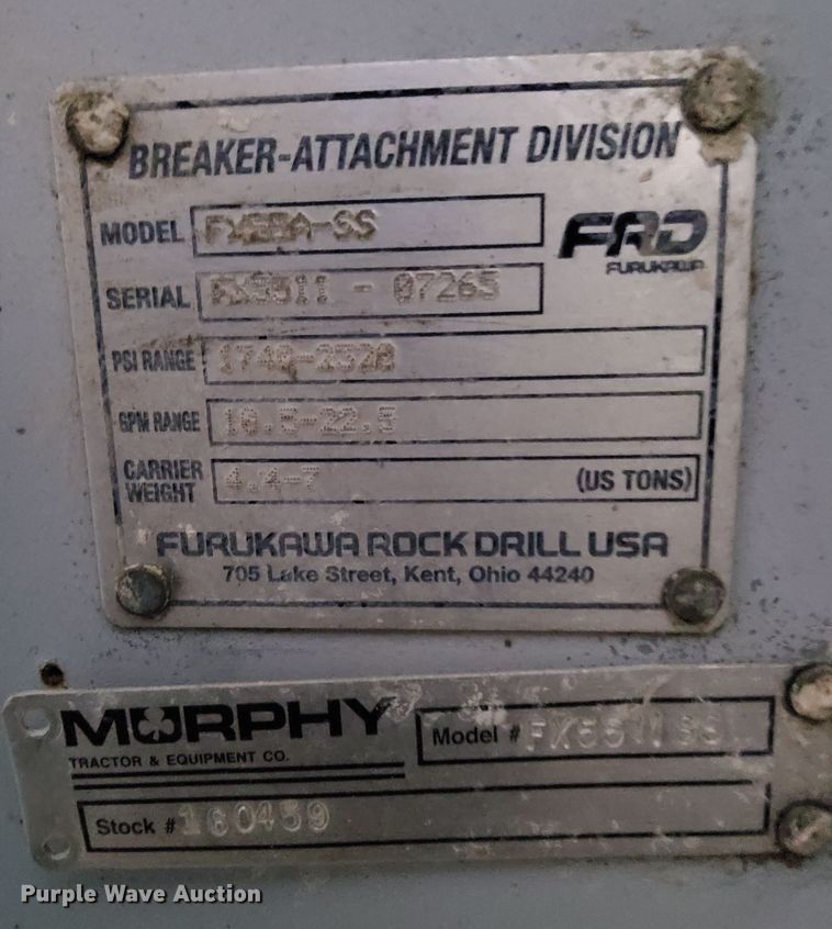 image for item HQ9586 Kent FX55A-SS  skid steer breaker