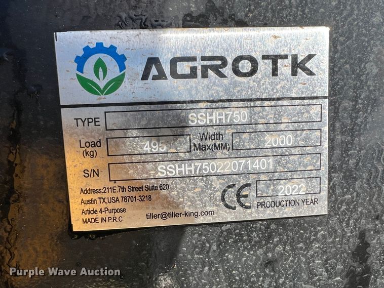 image for item ID9436 Agrotk 750  skid steer breaker