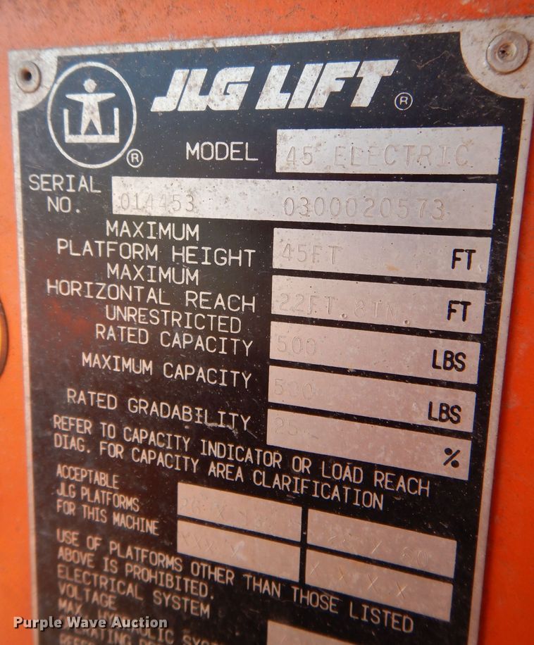 image for item IO9349 1995 JLG 45 Electric  boom lift