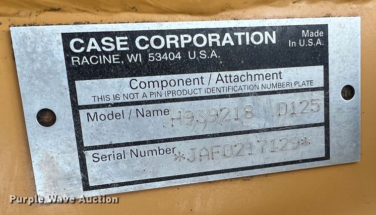 image for item JU9670 Case H939218 D125  skid steer backhoe