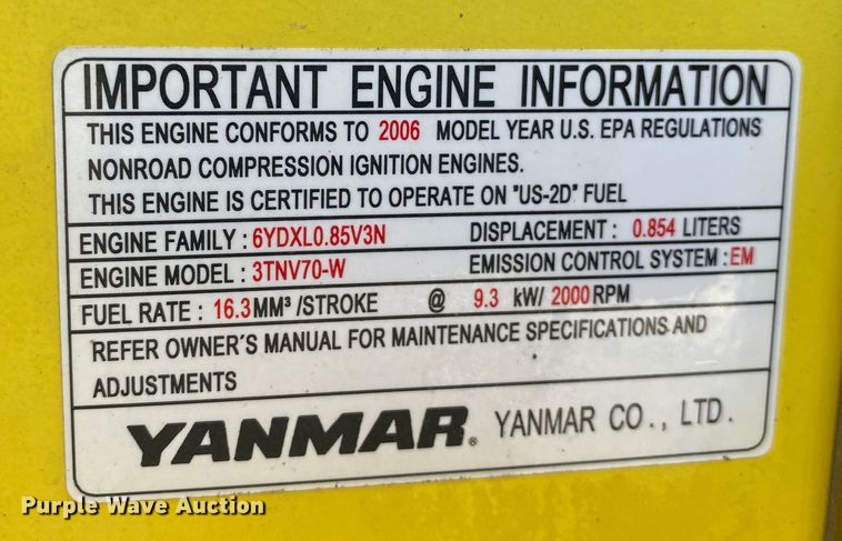 image for item JW9199 2007 Yanmar ViO15-2A  mini excavator