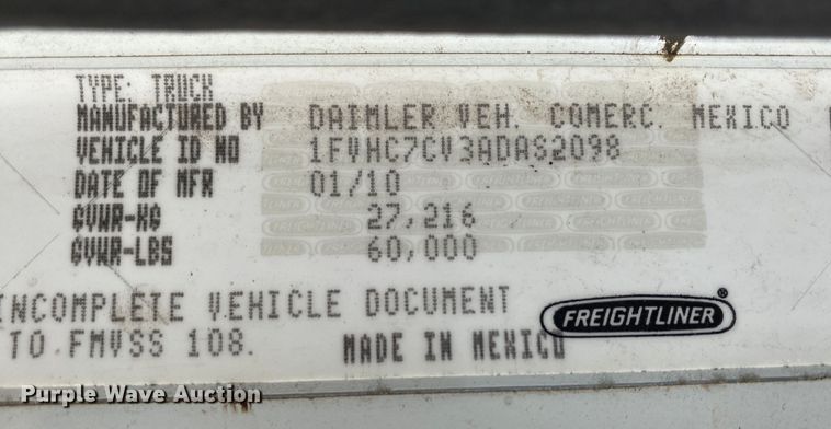 image for item JW9202 2010 Freightliner M2 Business Class  crane truck