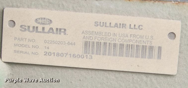 image for item KT9401 2018 Sullair 185  air compressor