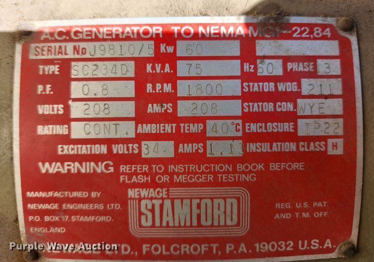 image for item KT9430 1986 Pritchard Brown  generator