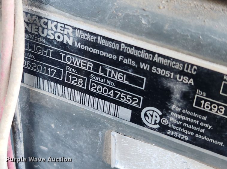 image for item KT9433 2011 Wacker Neuson LTN6L  light plant