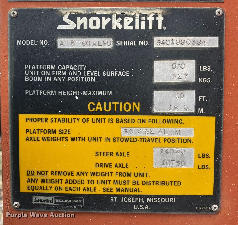 image for item KV9742 Snorkelift ATB-60ALFO  boom lift