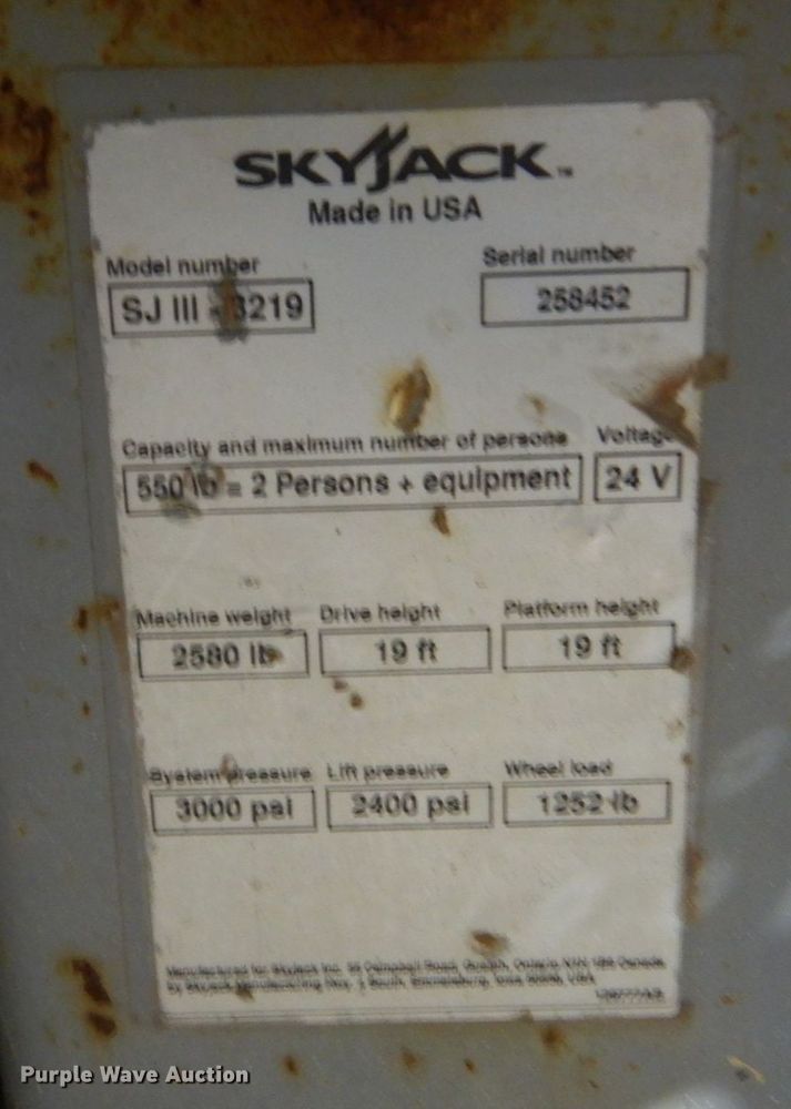 image for item LI9060 Skyjack SJIII3219  scissor lift