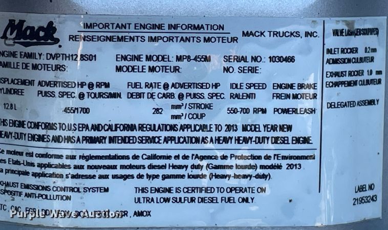 image for item MA9901 2014 Mack GU713  dump truck