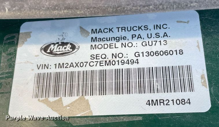 image for item MA9901 2014 Mack GU713  dump truck
