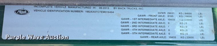 image for item MA9901 2014 Mack GU713  dump truck