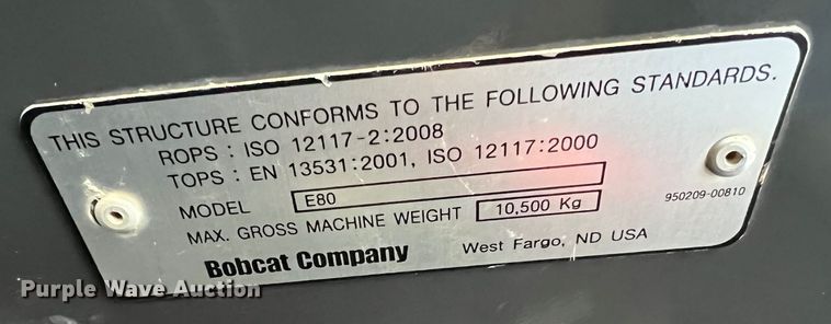 image for item MM9033 2011 Bobcat E80  mini excavator