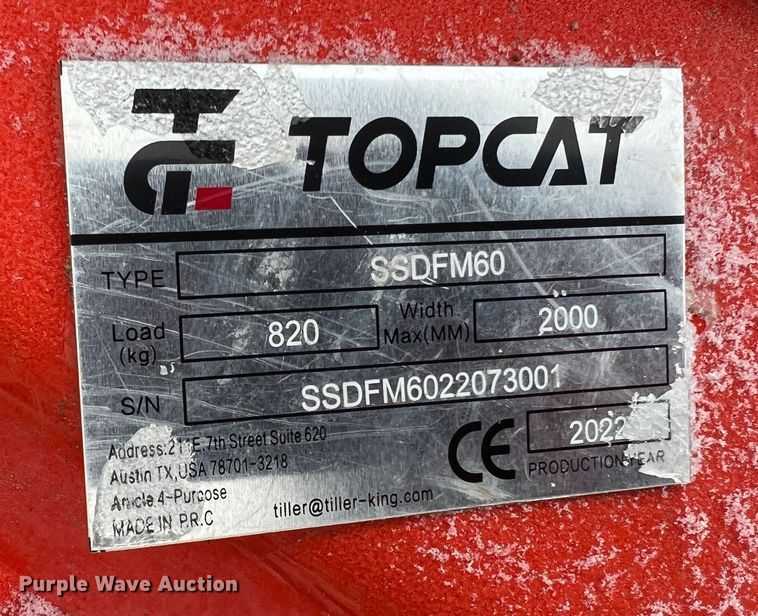 image for item MM9034 2022 TopCat SSDFM60  skid steer mulcher