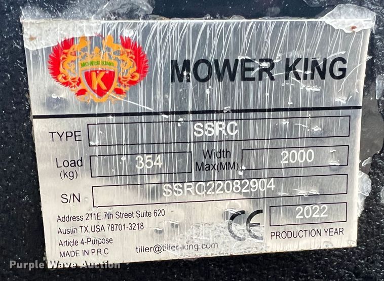 image for item MM9035 2022 Mower King SSRC  skid steer brush mower
