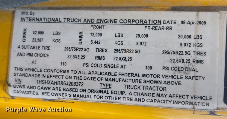 image for item MM9060 2006 International 8600  dump truck