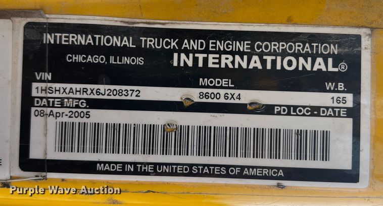 image for item MM9060 2006 International 8600  dump truck