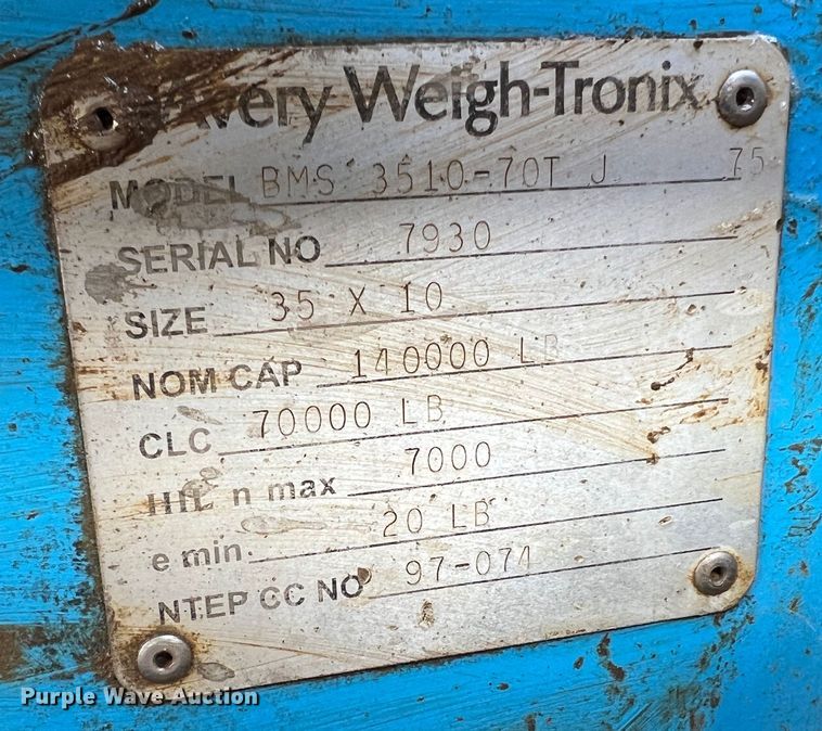 image for item MM9063 Avery Weigh-tronix BMS3510-70T  truck scale