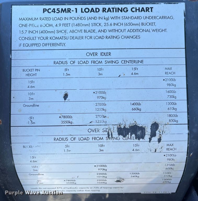 image for item MW9473 2003 Komatsu PC45MR-1F  mini excavator