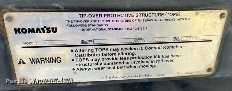 image for item MW9473 2003 Komatsu PC45MR-1F  mini excavator