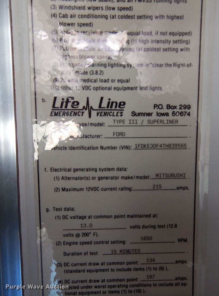 image for item DF8310 1996 Ford E350  ambulance