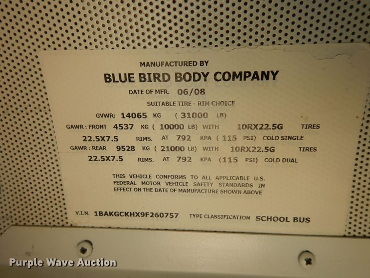 image for item DI6932 2009 Blue Bird Vision  school bus