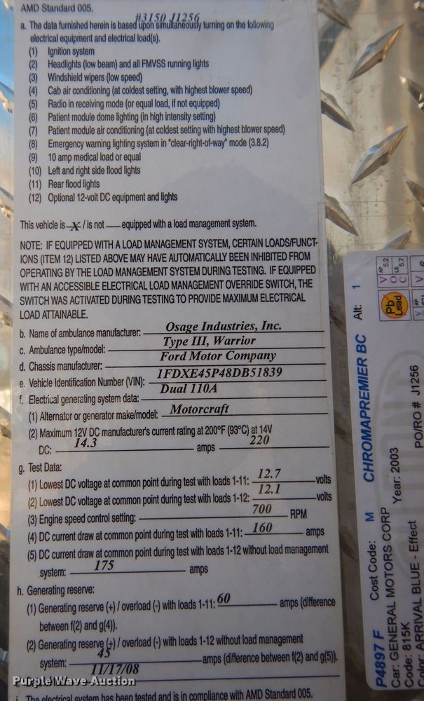 image for item DK7493 2008 Ford E450 Super Duty  ambulance