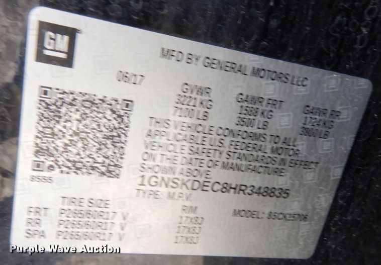 image for item DK7594 2017 Chevrolet Tahoe Police  SUV