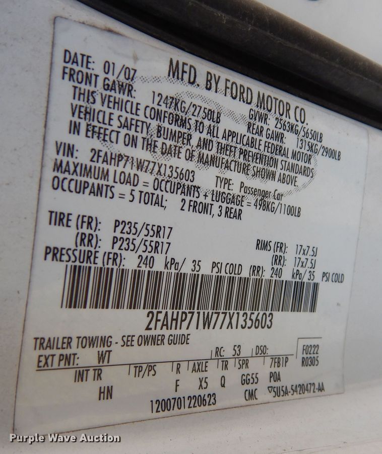 image for item DK7596 2007 Ford Crown Victoria Police Interceptor