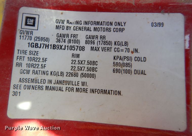 image for item DK7616 1999 Chevrolet  dump flatbed truck