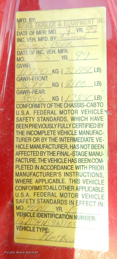 image for item DK7616 1999 Chevrolet  dump flatbed truck