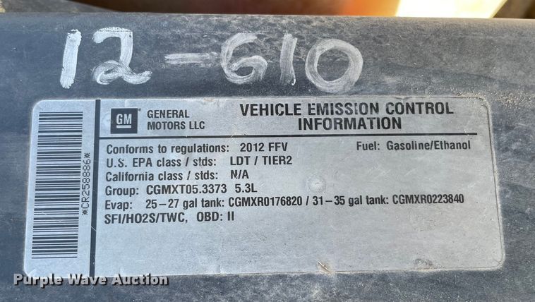 image for item DL0713 2012 Chevrolet Tahoe Police  SUV