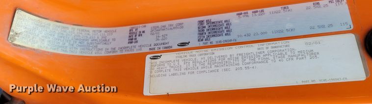 image for item DM8197 2001 Sterling L7500  dump truck