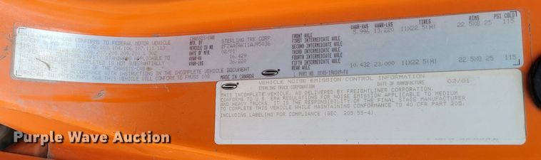 image for item DM8198 2001 Sterling L7500  dump truck