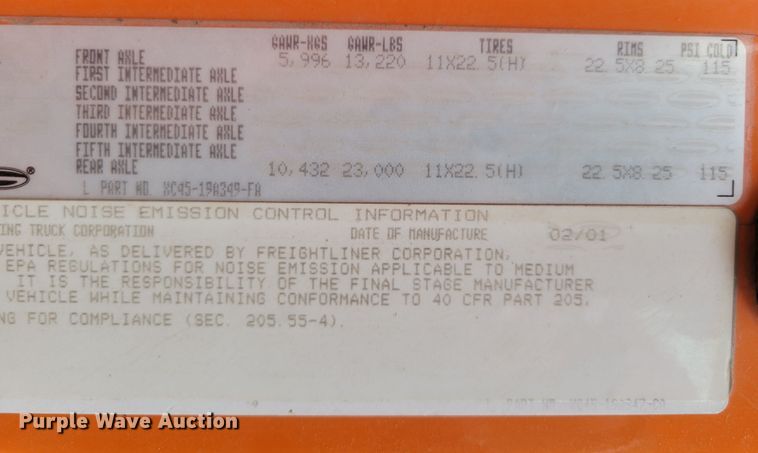 image for item DM8198 2001 Sterling L7500  dump truck