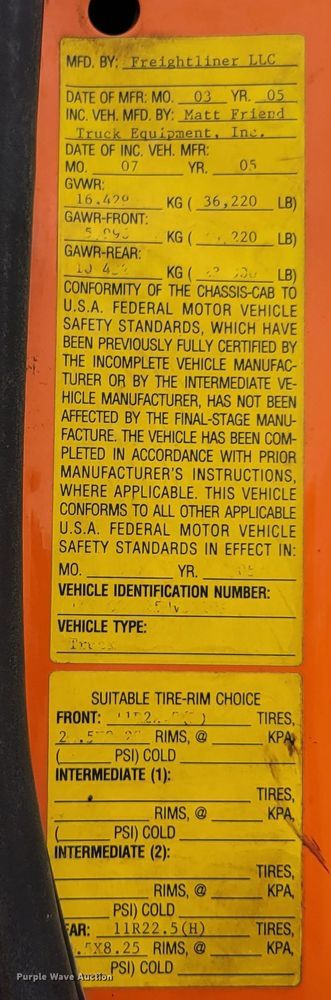 image for item DM8199 2005 Freightliner Business Class M2  dump truck