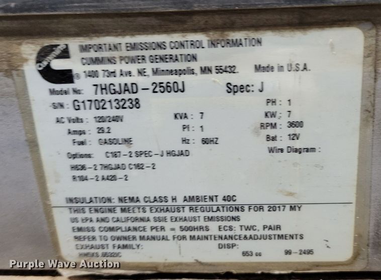 image for item DM8206 Cummins Onan Commercial QG EFI  generator