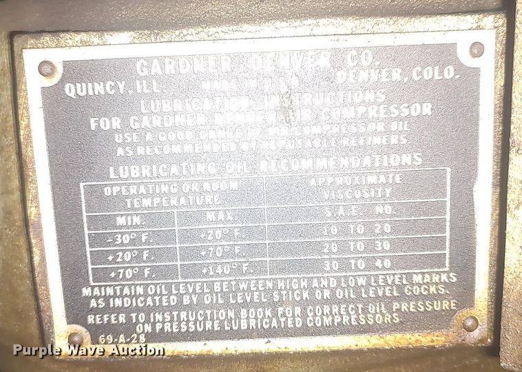 image for item DO3782 Gardner Denver WH-125-GB  air compressor