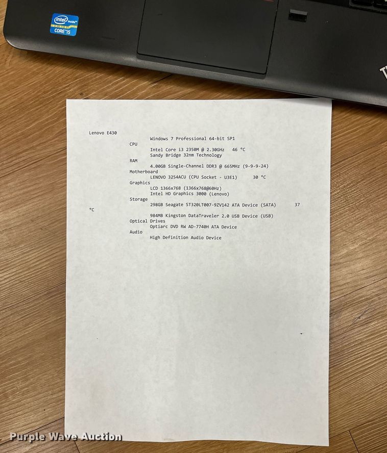 image for item HP9400 (5) Lenovo laptops