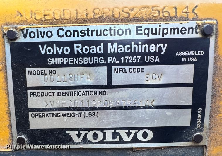image for item ID9463 2011 Volvo DD118HFA  double drum vibratory roller