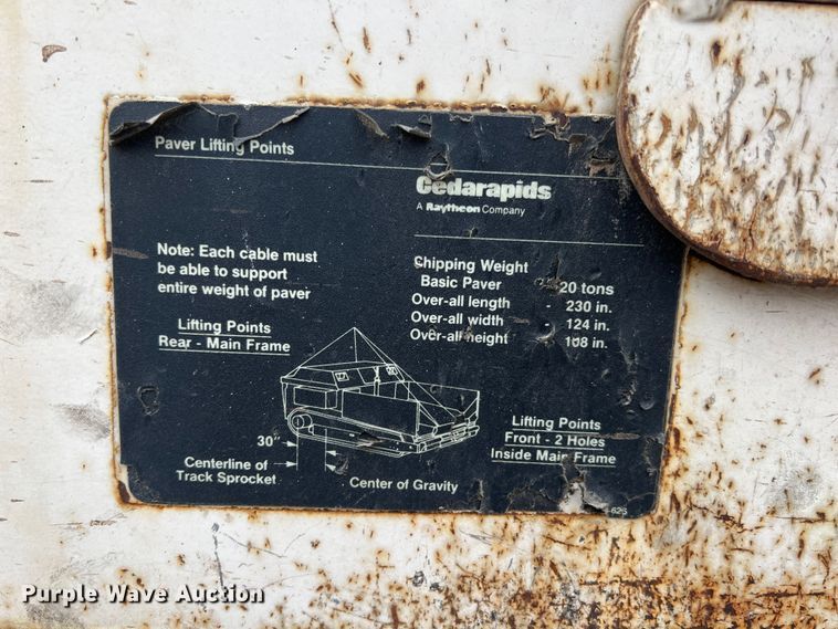 image for item ID9465 1999 Cedarapids CR461R  paver