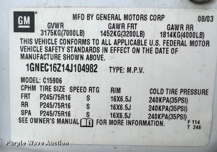 image for item ID9483 2004 Chevrolet Suburban 1500  SUV