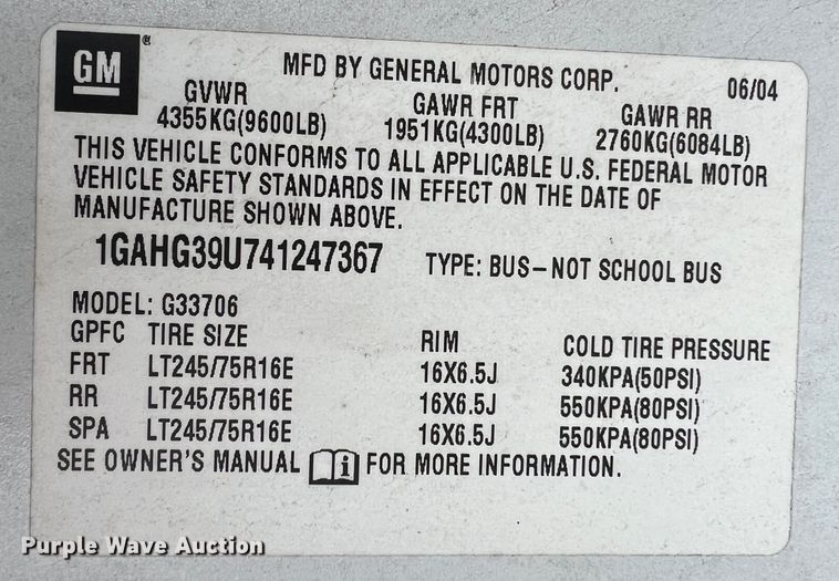 image for item ID9485 2004 Chevrolet Express 3500  van