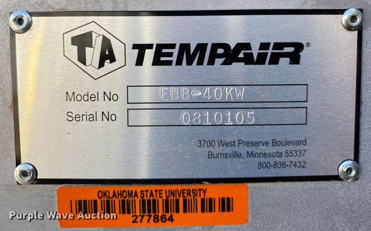 image for item IG9912 2010 Temp Air Inc. EBB-40  thermal remediation trailer