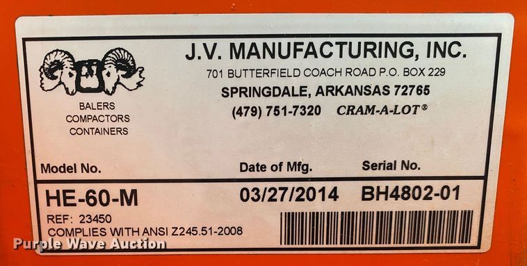 image for item IG9913 2014 Cram-A-Lot HE-60-M  horizontal baler