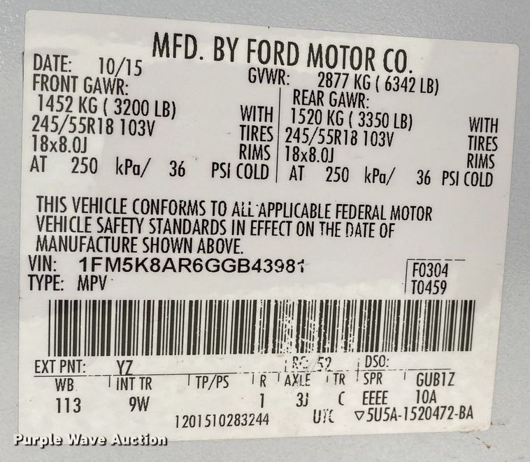 image for item IG9915 2016 Ford Explorer Police Interceptor  SUV