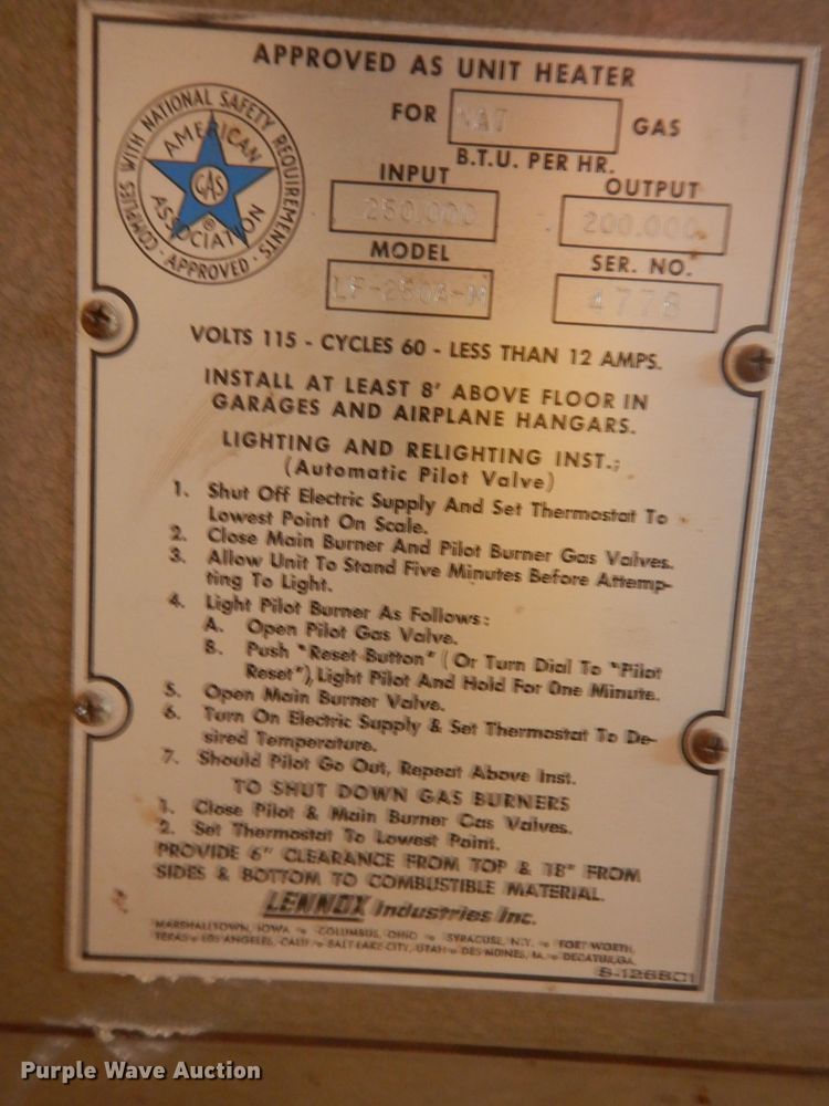 image for item JQ9754 Lennox LF250AM  furnace