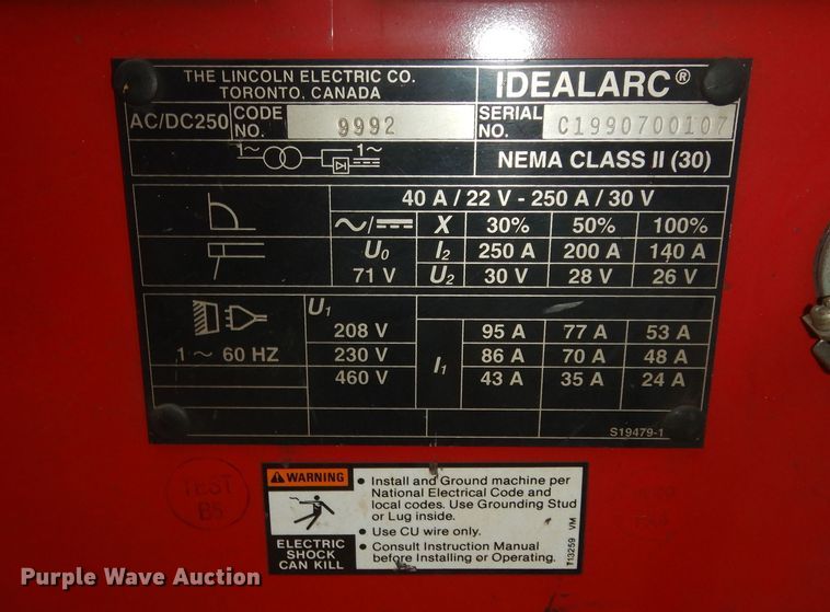 image for item KS9581 Lincoln Electric Idealarc 250  welder